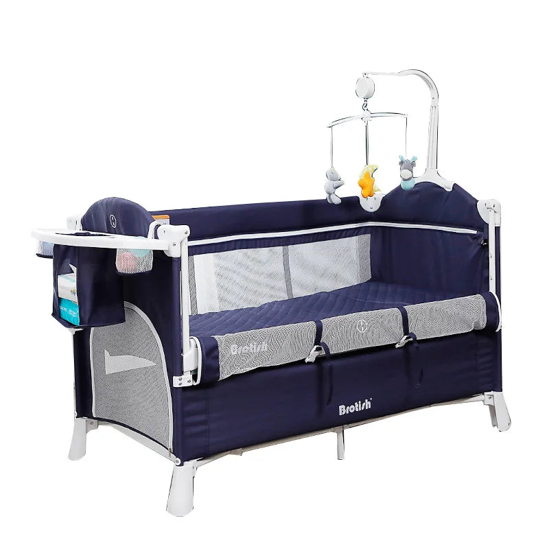 Tempat Tidur Bayi Portabel dengan Meja Popok Tempat Tidur Bayi Baru Lahir Multifungsi Tempat Tidur Bayi Rocker Ayunan untuk Tempat Tidur Anak Usia 0-6 Tahun