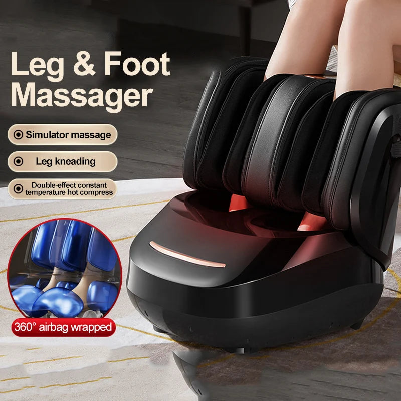 Aquecedor elétrico de alta qualidade, pressão de ar, massageador de pés, rolo vibratório, banho, amassar, perna, pé, massagem envoltória completa