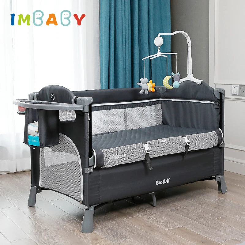 기저귀 테이블이있는 휴대용 아기 침대 다기능 신생아 침대 어린이 요람 로커 아기 어린이 침대 0-6 세 어린이 어린이 침대
