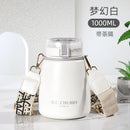 1000ml Insulation Cup Ladies Large Capacity Water Cup Children's Straw Net Red Pot Belly Cup Stainless Steel Water Bottle with Straw