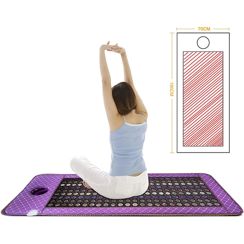 Far Infrared Heating Pad Natural Jade Tourmaline Stone Heating Mat Massage mattress For Pain Relief with Smart Controller Adjustable Temp