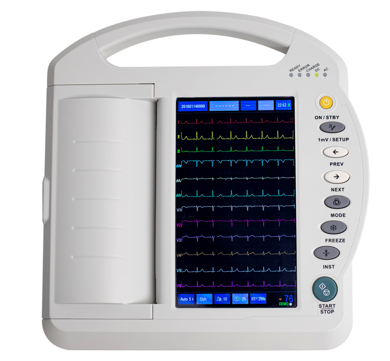 Portable Digital Electrocardiograph 10 inch 7 Channel ECG Machine MK-1212A