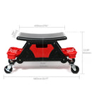 Tabouret de mécanicien d'une capacité de 300 lb, tabouret de garage, cadeau pour homme, siège de mécanicien roulant robuste, avec trois plateaux à outils coulissants