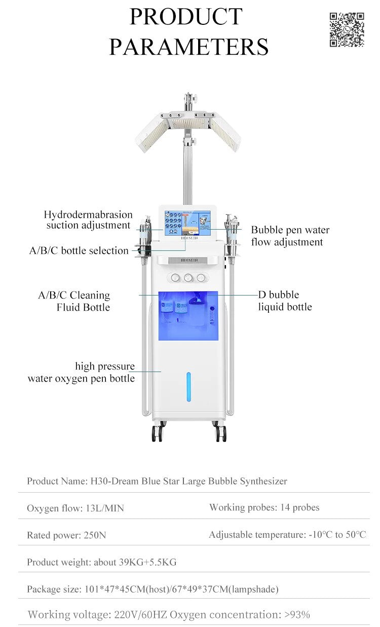 Multifuncional 14 em 1 Limpeza de poros Rejuvenescimento da pele Diamond Aqua Oxygen Jet Lifting Facial Peeling Máquina de beleza