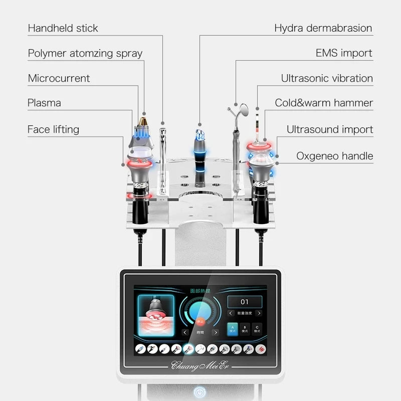 Appareil multifonction de lifting du visage, oxygénothérapie, dermabrasion, soin de la peau, nettoyage par ultrasons du visage, rajeunissement, élimination des points noirs