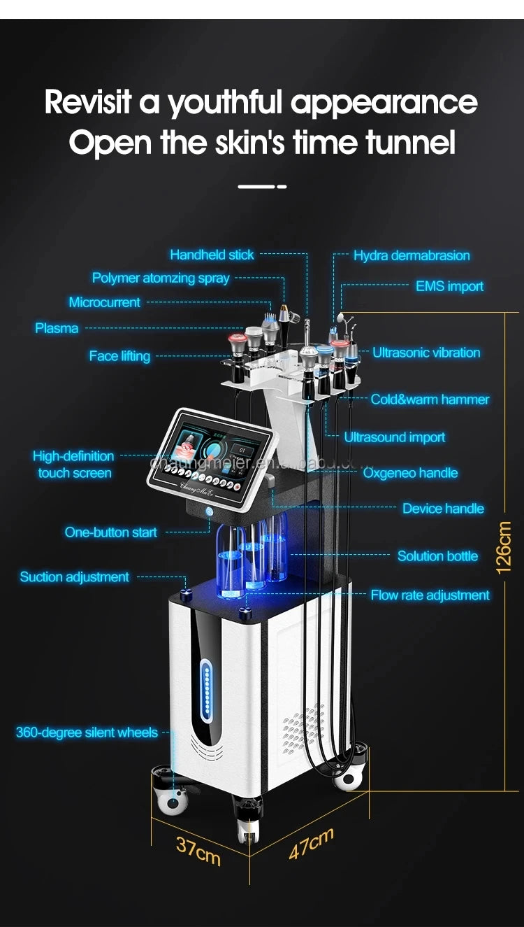 Appareil multifonction de lifting du visage, oxygénothérapie, dermabrasion, soin de la peau, nettoyage par ultrasons du visage, rajeunissement, élimination des points noirs