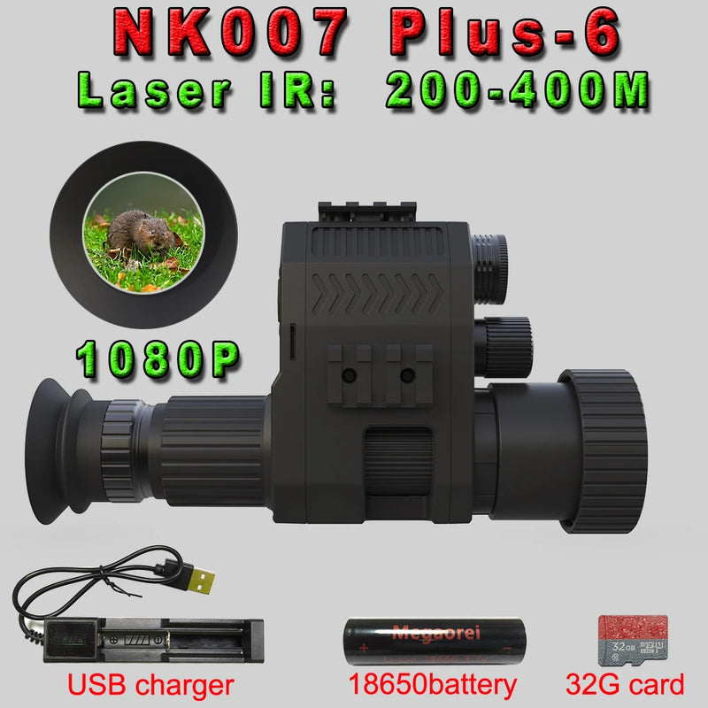NK007 Night Vision Monocular 1080P 200-400M Camcorder Lingkup Inframerah dengan Pengisi Daya Baterai Isi Ulang Berbagai Bahasa