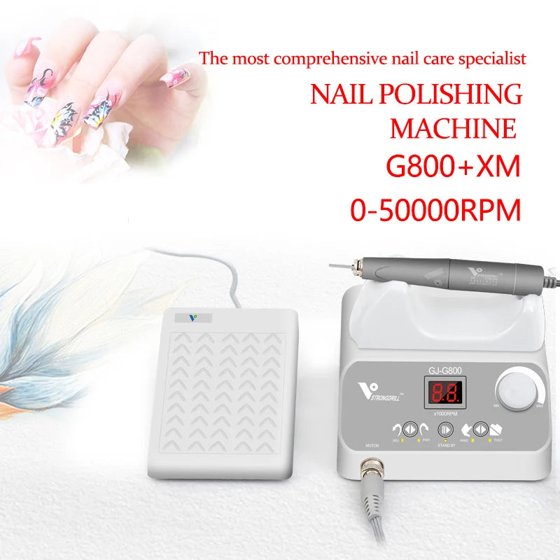 Nail Drill 50000rpm Podiatry Micromotor Electronic Nail File Drills for Acrylic Nails Gel Nails Manicure Pedicure Tools G800 XM