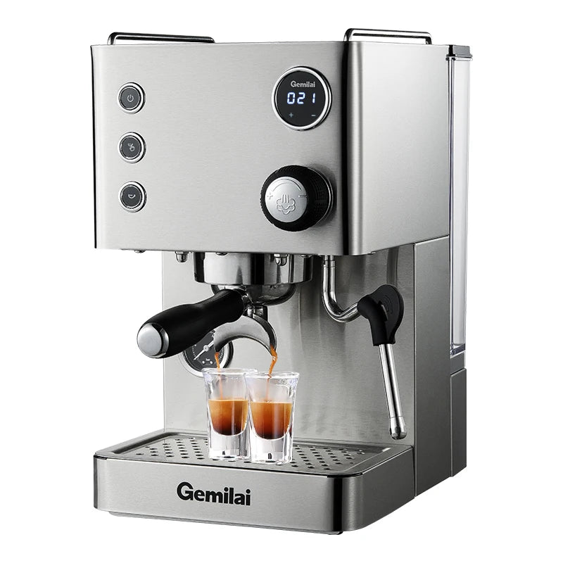 Gemilai CRM3007L Mewah 2 In 1 dengan Pengocok Susu Mesin Pembuat Kopi Espresso Latte Cappuccino Profesional Kecil