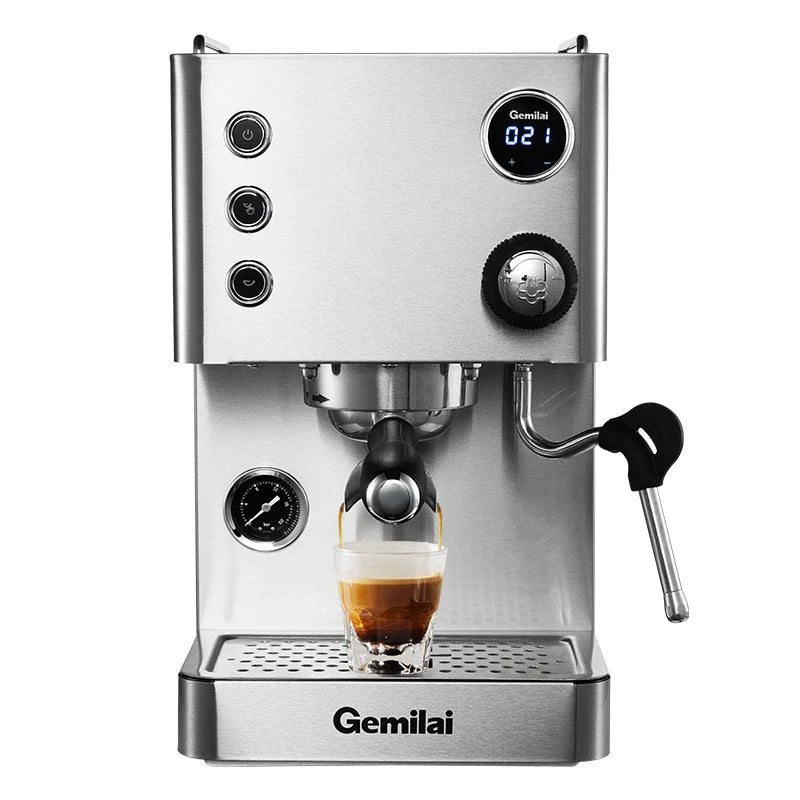 Gemilai CRM3007L Lyx 2 i 1 med mjölkskummare Liten professionell latte cappuccino espressomaskin