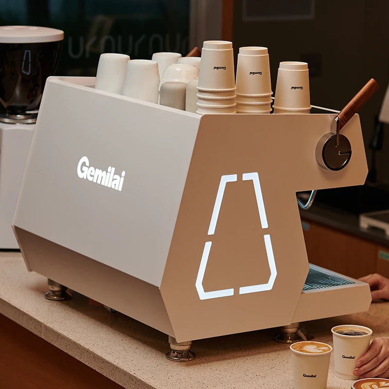 Nuova macchina per caffè espresso semiautomatica Gemilai CRM3211 di lusso 3 in 1 commerciale professionale a 2 gruppi per negozi