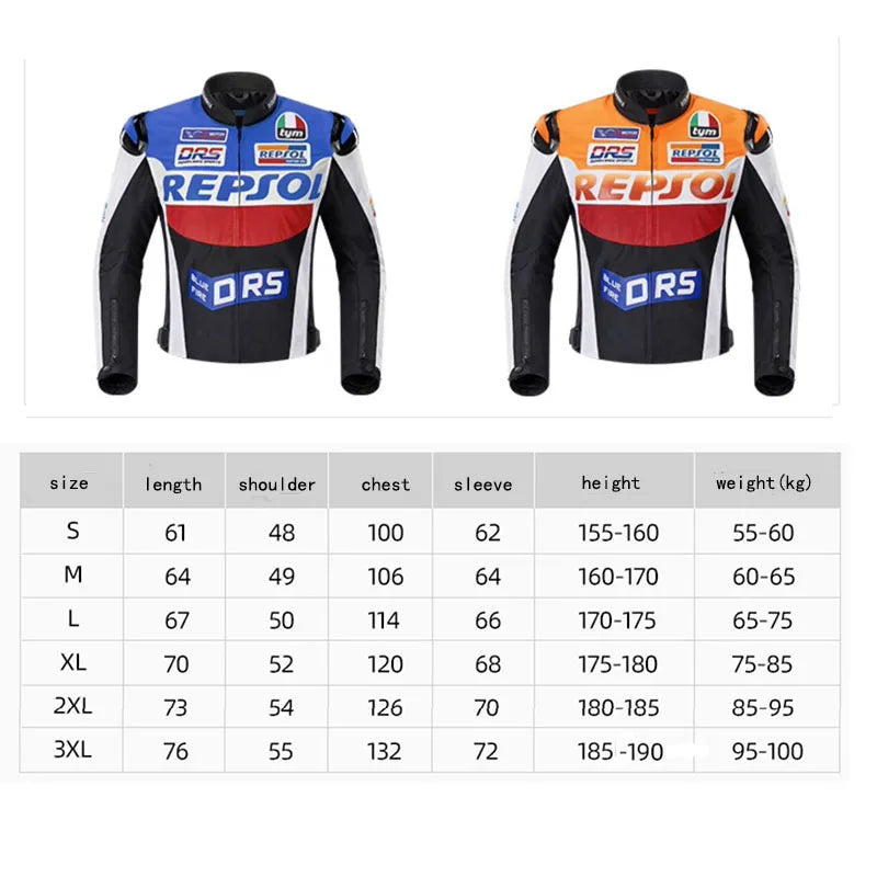 New Winter Men's Motorcycle Riding Jacket DUHAN REPSOL Biker Motocross Clothes of 600D Oxford Jackets Removable Warm lining