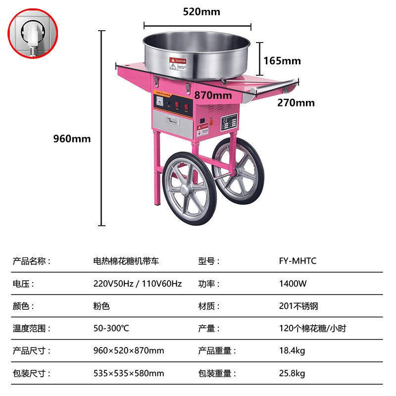 Commercial Quality Cotton Candy Machine Cart and Electric Candy Floss Macker