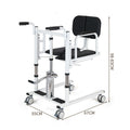Fauteuil de transfert pliable hydraulique MKR avec toilettes et douche pour personnes âgées handicapées et rééducation.