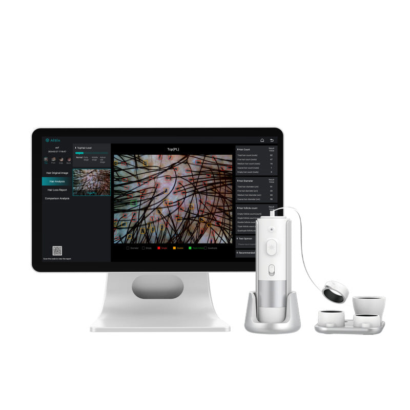Scanner professionale per capelli e pelle, analizzatore intelligente del cuoio capelluto a 4 sonde per l'analisi dei capelli, 10-200 canali, qualità da salone