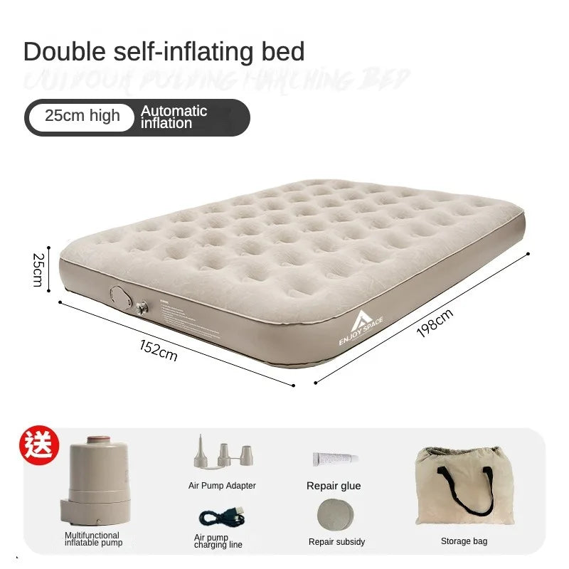Outdoors Camping Automatic Inflatable Bed Mattress Mat Sleeping Pad Comfort Plush Elevated Airbed With Internal Electric Pump