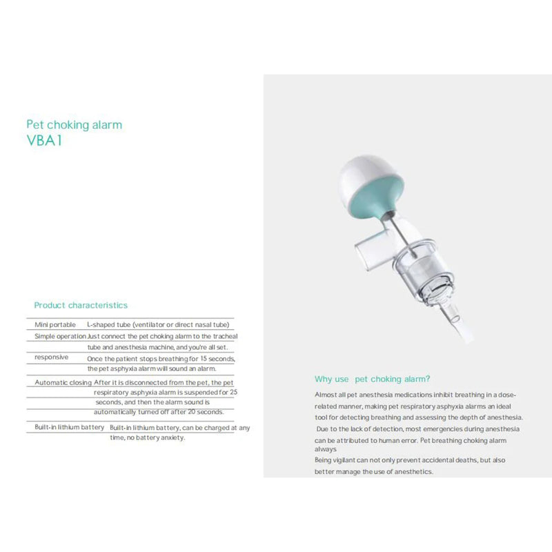 Erstickungsalarm für Haustiere, Apnoe-Sensor-Monitor, Apnoe-Alarm für Tiere, Katzen und Hunde, Anästhesie-Atemmonitor, Ausrüstung für Veterinärkliniken