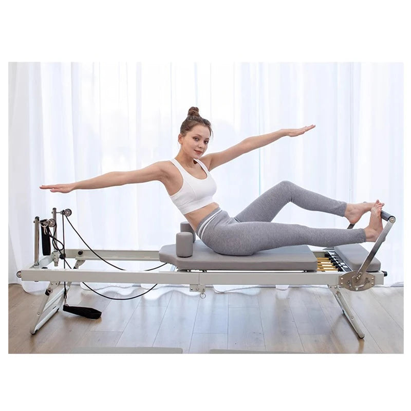 Pilate Core Bed Fitness Trainer Beige Solid Wood Iron Yoga Bed Spring traction yoga fitness bed