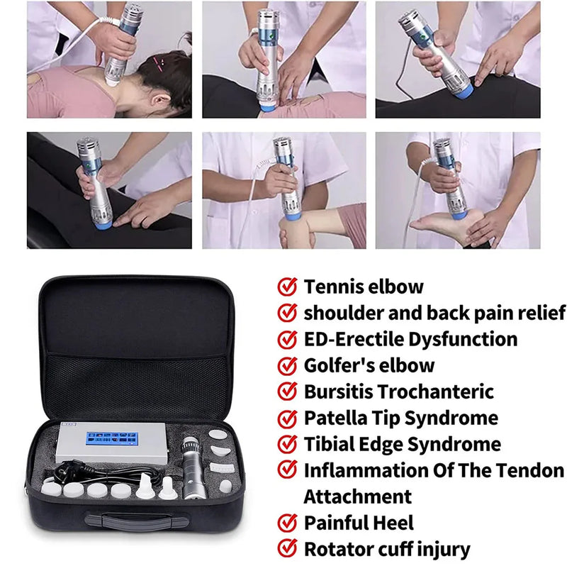 Portable Physiotherapy Shock Waves Equipment Massager Muscle Stimulator Electric Shockwave Therapy Machine Body Back Pain Relief