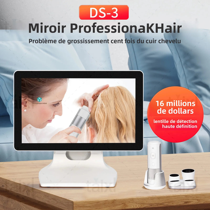 Scanner professionale per capelli e pelle, analizzatore intelligente del cuoio capelluto a 4 sonde per l'analisi dei capelli, 10-200 canali, qualità da salone