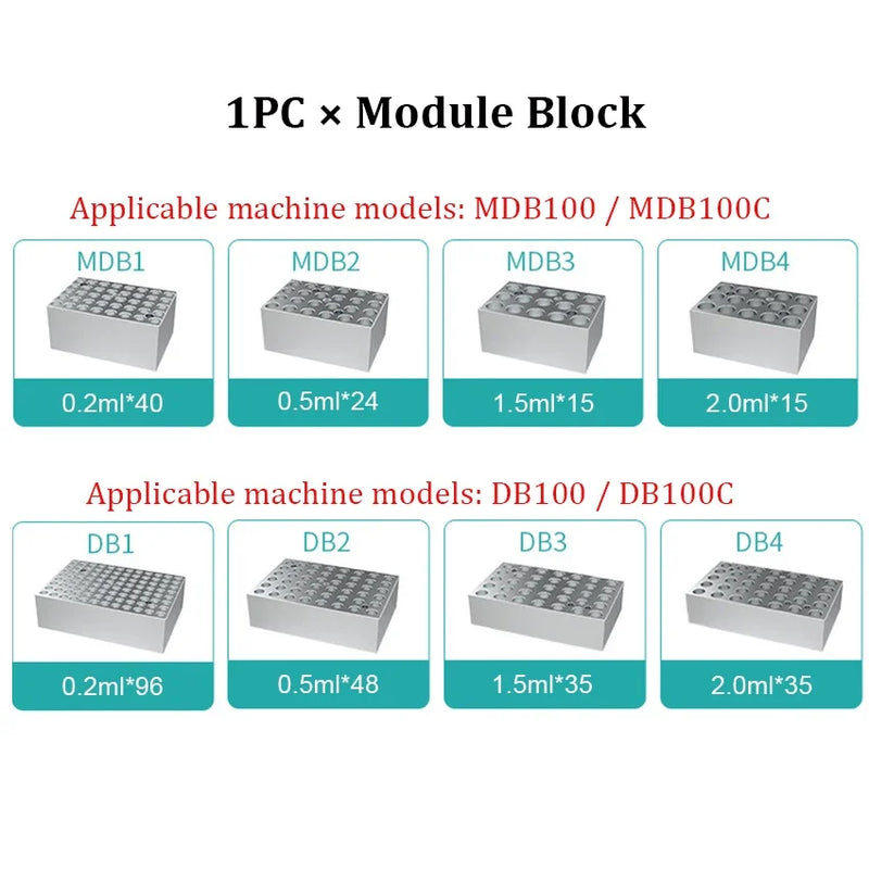Blocco modulo 1PC per mini blocco modulo di riscaldamento incubatore per bagno a secco per incubatore da bagno in metallo MDB100 / MDB100C / DB100 / DB100C