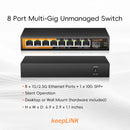 8-portars multi-gigabit 2,5 Gbps Ethernet-nätverk Ohanterad 2,5G-switch