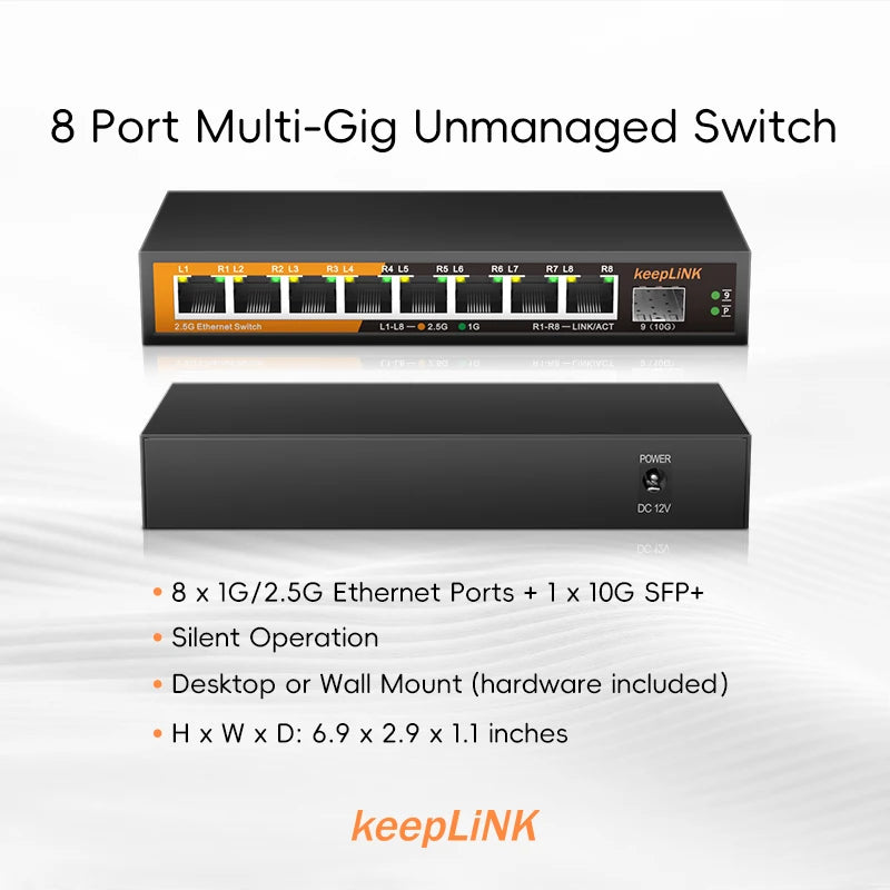 Rangkaian Ethernet 8-Port Multi-Gigabit 2.5Gbps Suis 2.5G Tidak Terurus