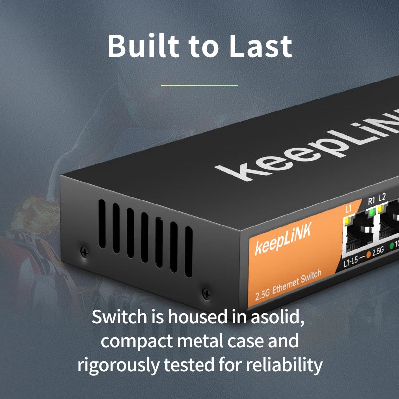 מתג KeepLink 2.5Gb עם Ethernet 5 יציאות 1 יציאות 10G SFP+ Unmanaged Plug and Play