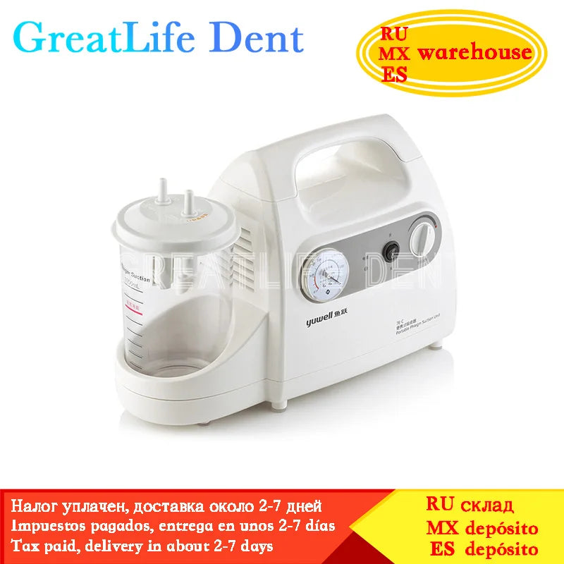 Portátil Yuwell 7E-C Health Medic 15l/min Flow-1000ml Dispositivos de sucção de escarro Máquina de sucção de catarro Unidade de sucção dentária para casa