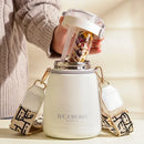 1000ml Insulation Cup Ladies Large Capacity Water Cup Children's Straw Net Red Pot Belly Cup Stainless Steel Water Bottle with Straw