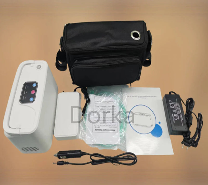 Tragbarer Mini-Sauerstoffkonzentrator mit 3 l/Mine und Batterie für den Heimgebrauch, auf Reisen und im Auto. Beatmungsgerät AC110–220 V, geringe Betriebsgeräusche