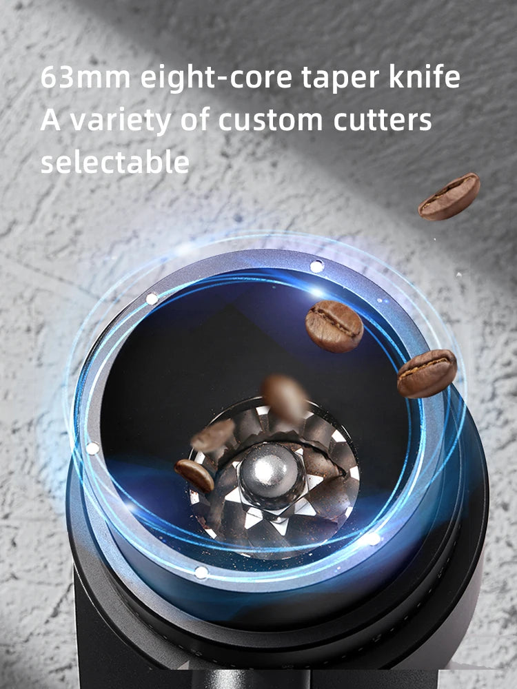 STARSEEKER EDGE PLUS Moedor de café elétrico 63MM Rebarba de titânio Ajuste de finura contínua Porta de sucção magnética removível