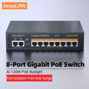 KeepLink POE Swiċċ 1000 Mbps 8 Portijiet Netwerk Standard POE Ethernet Swiċċ 52V Enerġija Mibnija għal CCTV IP Kamera/Wifi Router