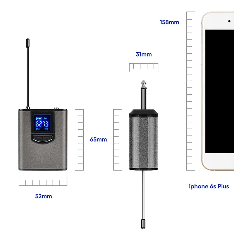 UHF Bärbart trådlöst Headset/ Lavalier Lapel Microphone med Bodypack-sändare och mottagare 1/4 tums utgång, Live Performer