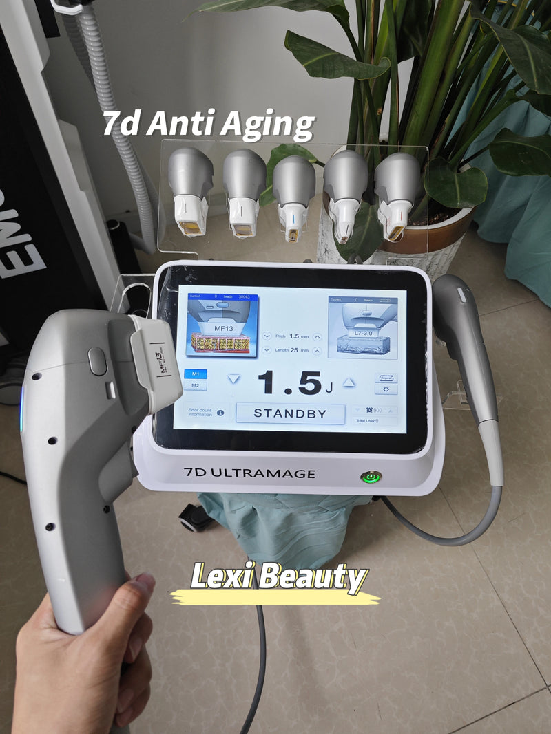 Newest 7D ULTRAMAGE HIFU Face Lifting Anti-wrinkle Fat Removal Machine Body Face 7 Head 30000 ShotsTreatment Effective