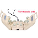 Bola pijat pemanas batu giok germanium listrik dengan ion negatif yang dapat dilipat, tikar pemanas turmalin alami FIR, bantal leher bagian belakang