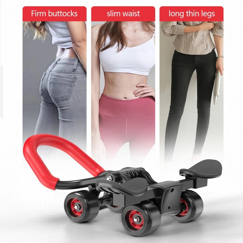 New Design Elbow Support Ab Roller 4 Wheel Muscle Training  Automatic Rebound Abdominal Wheel Strength Exercise Gym Equipment
