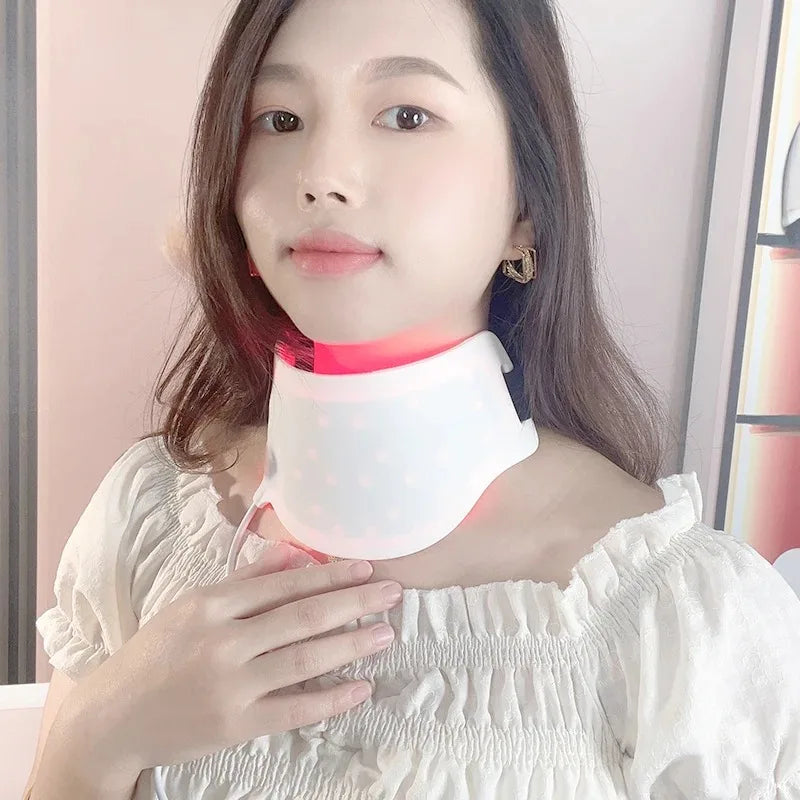 Newdermo Masker Foton Terapi Lampu Merah Masker Leher Terapi Cahaya Inframerah Led Silikon Warna Leher