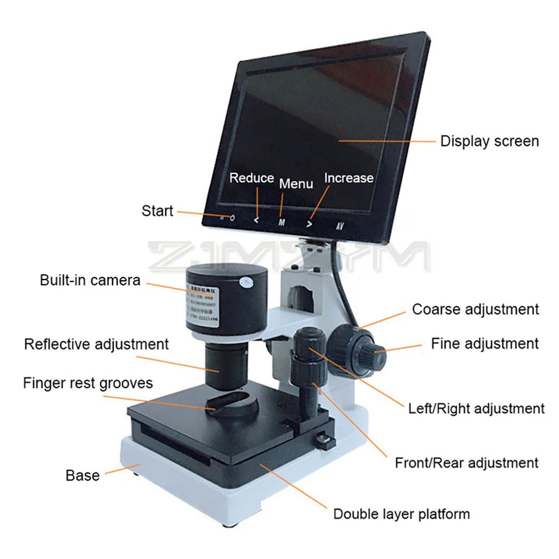 Microscópio digital com zoom, detector de microcirculação capilar, analisador de microcirculação sanguínea com tela digital de 7/8/9"