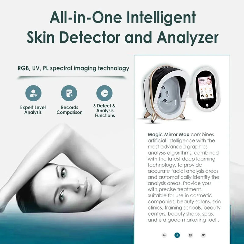 M9 dermoscópio 3d espelho mágico profissional inteligente beleza analisador de pele máquina facial scanner de análise de pele equipamentos de salão de beleza