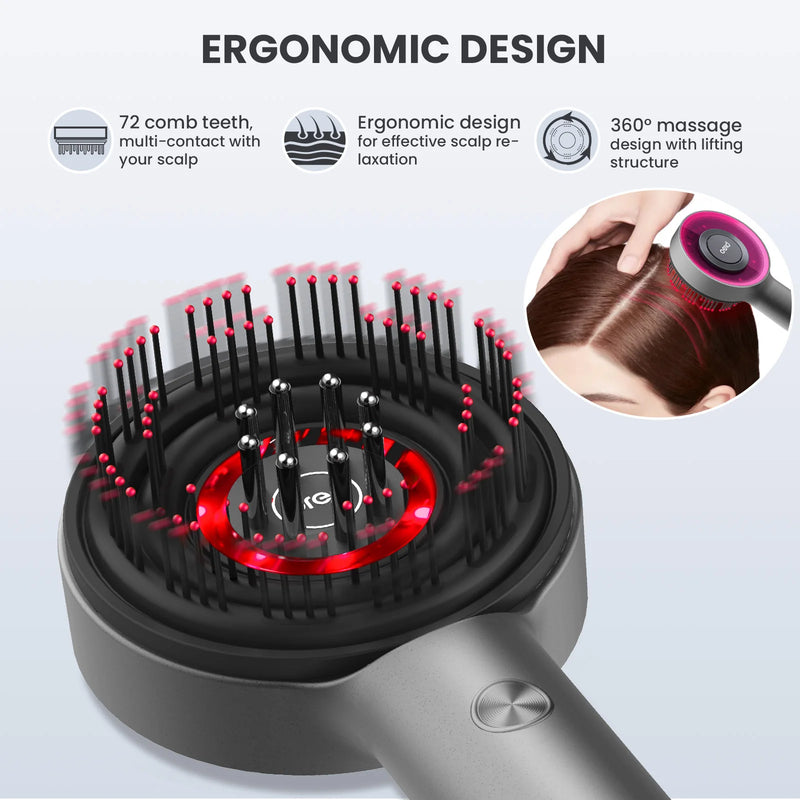 Breo Scalp3 מברשת לעיסוי קרקפת, מכשיר לעיסוי שיער שיאצו לקרקפת עם IPX7 עמיד למים, מכשיר לעיסוי חשמלי אלחוטי עבור קרקפת ושיער