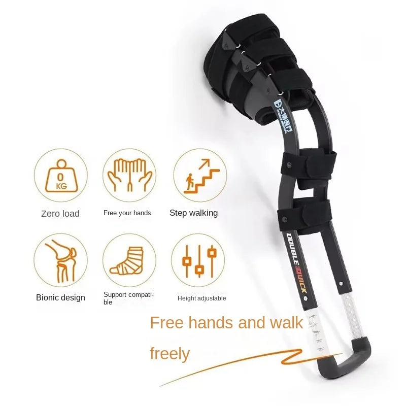 Rehabilitációs mobilitást segítő eszközök térdjáró egylábú, teleszkópos sétasegítésű edzőbot, kéz nélküli mankó