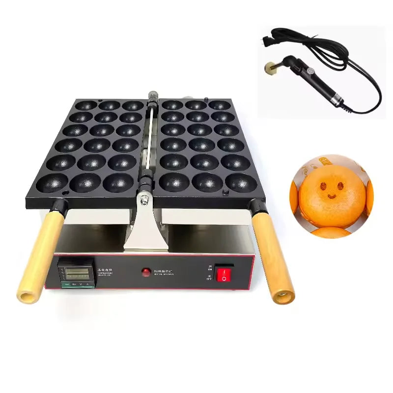 상업용 볼 라운드 와플 메이커 머신 1600W 라운드 모양 와플 케이크 메이커 4CM 계란 버블 메이커