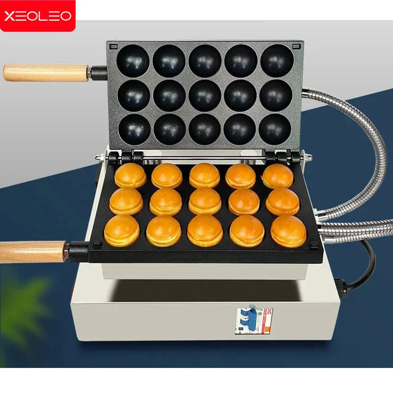 상업용 볼 라운드 와플 메이커 머신 1600W 라운드 모양 와플 케이크 메이커 4CM 계란 버블 메이커