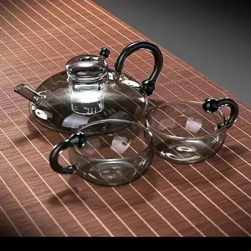 Flower Tea Pot Set English Boiled Afternoon Tea Fruit Tea Set Heat-resistant glass Scandinavian style light luxury health kettle