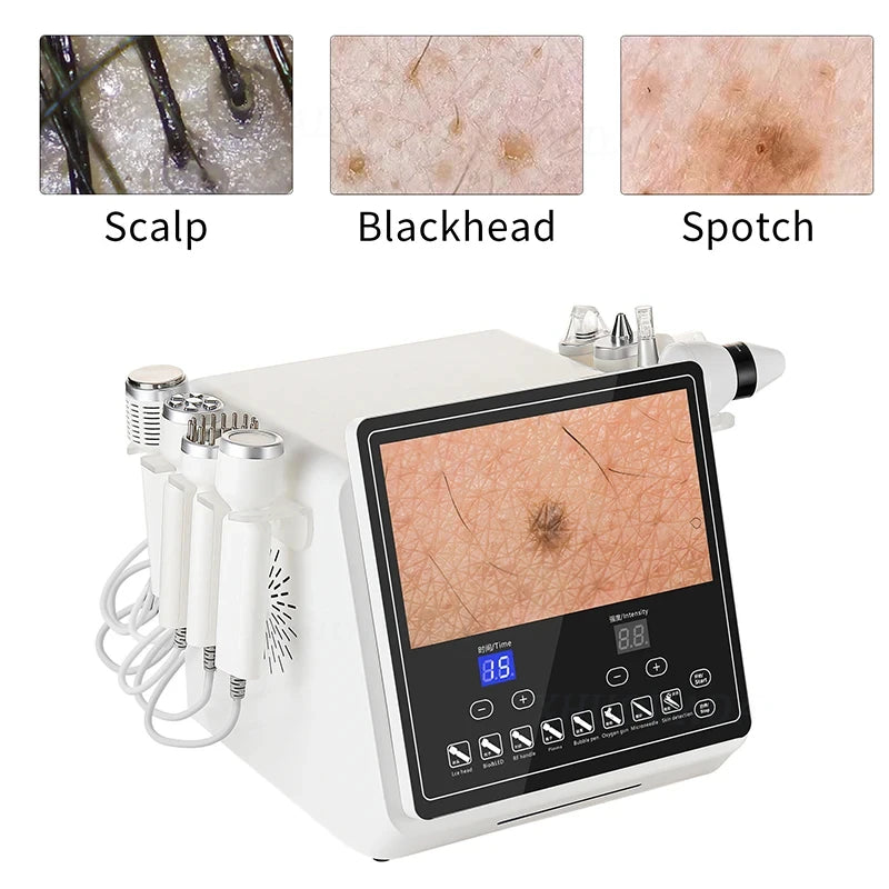 Máquina de dermoabrasão hidro com detecção de pele de alto pixel para poros do couro cabeludo para uso doméstico máquina de beleza skinmicrodermoabrasão