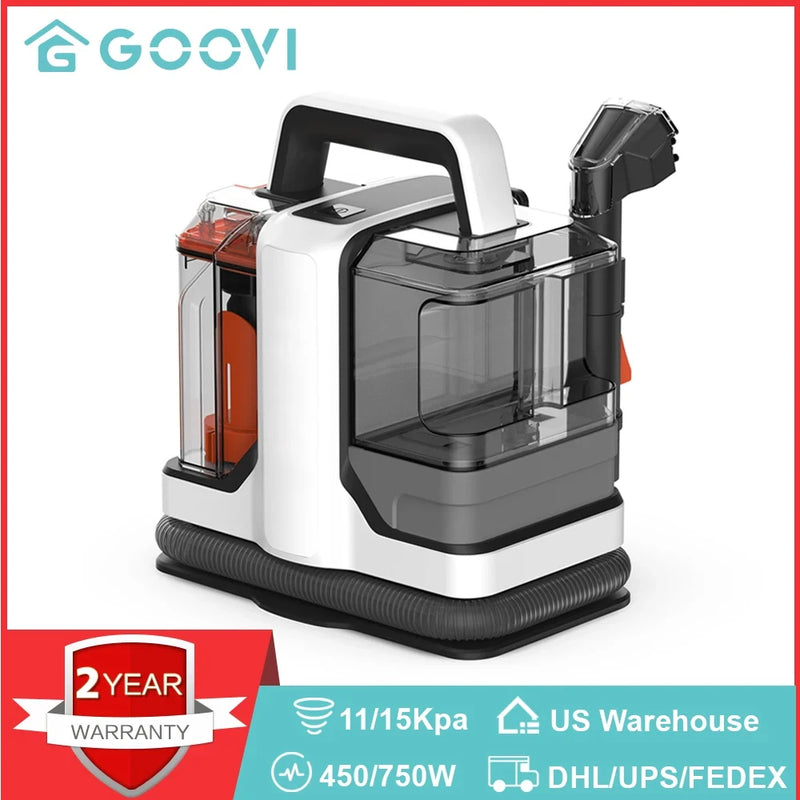 GOOVI Spot Cleaner 750/450W 11/15KPa Limpador de carpete portátil para cortina de sofá, spray de sucção, máquina integrada de limpeza