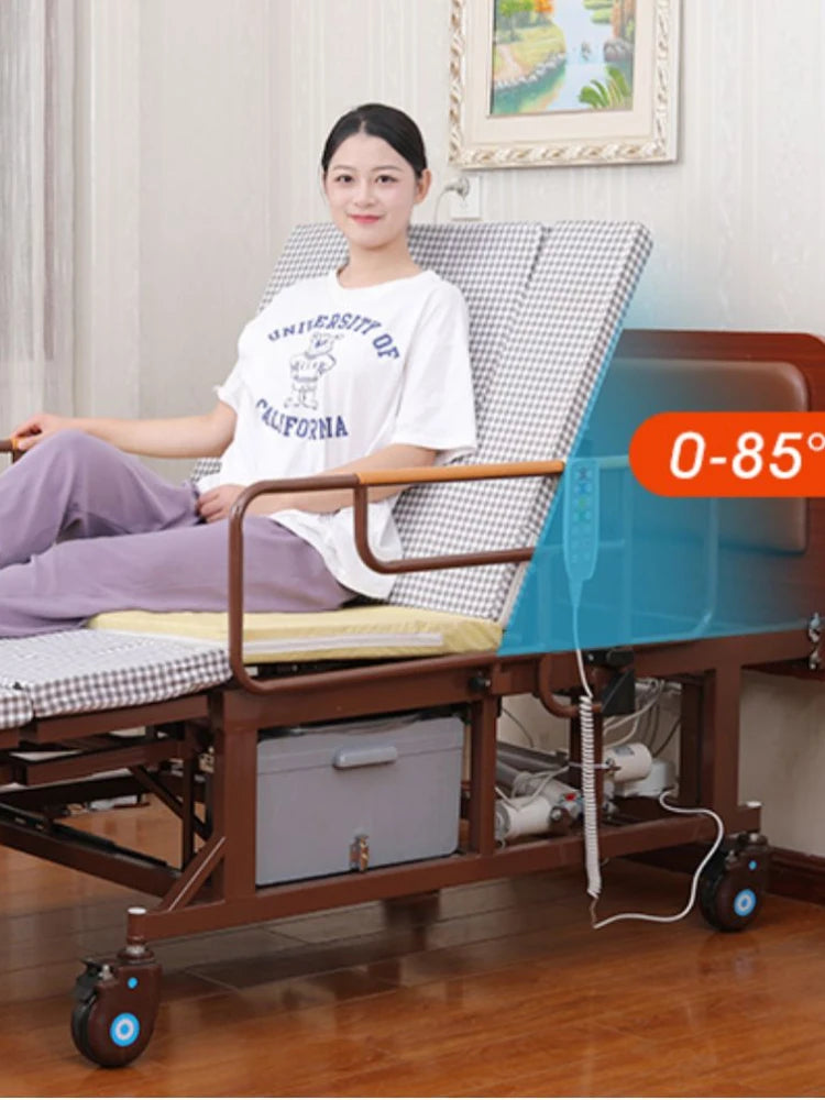 Cama elétrica multifuncional para pacientes com paralisia doméstica, cama de hospital para cuidados com a cama elétrica