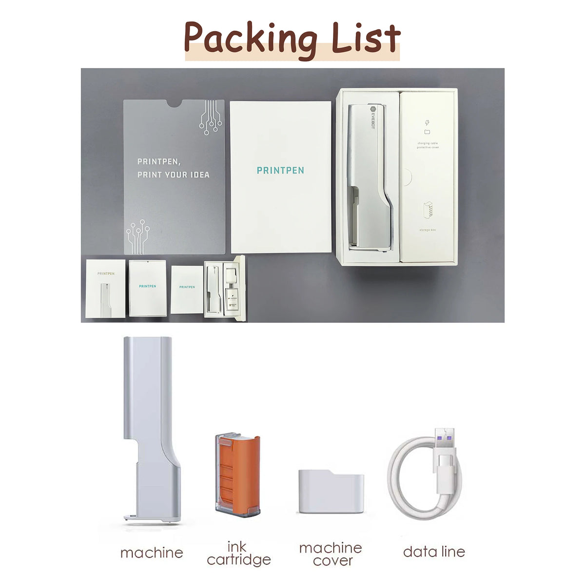 EVEBOT プリントペン ハンドヘルド フードプリンター ポータブル ミニ