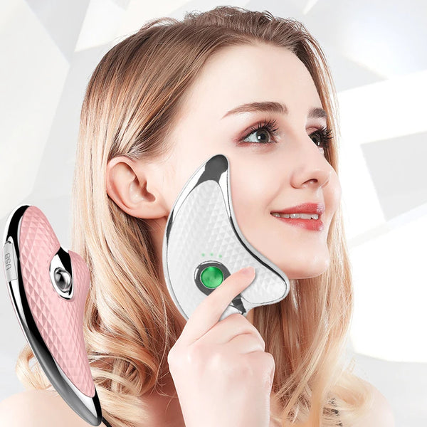 Microcorrente guasha massageador facial máquina de raspagem elétrica aperto da pele levantamento ferramenta massagem face lift mais magro cuidados beleza